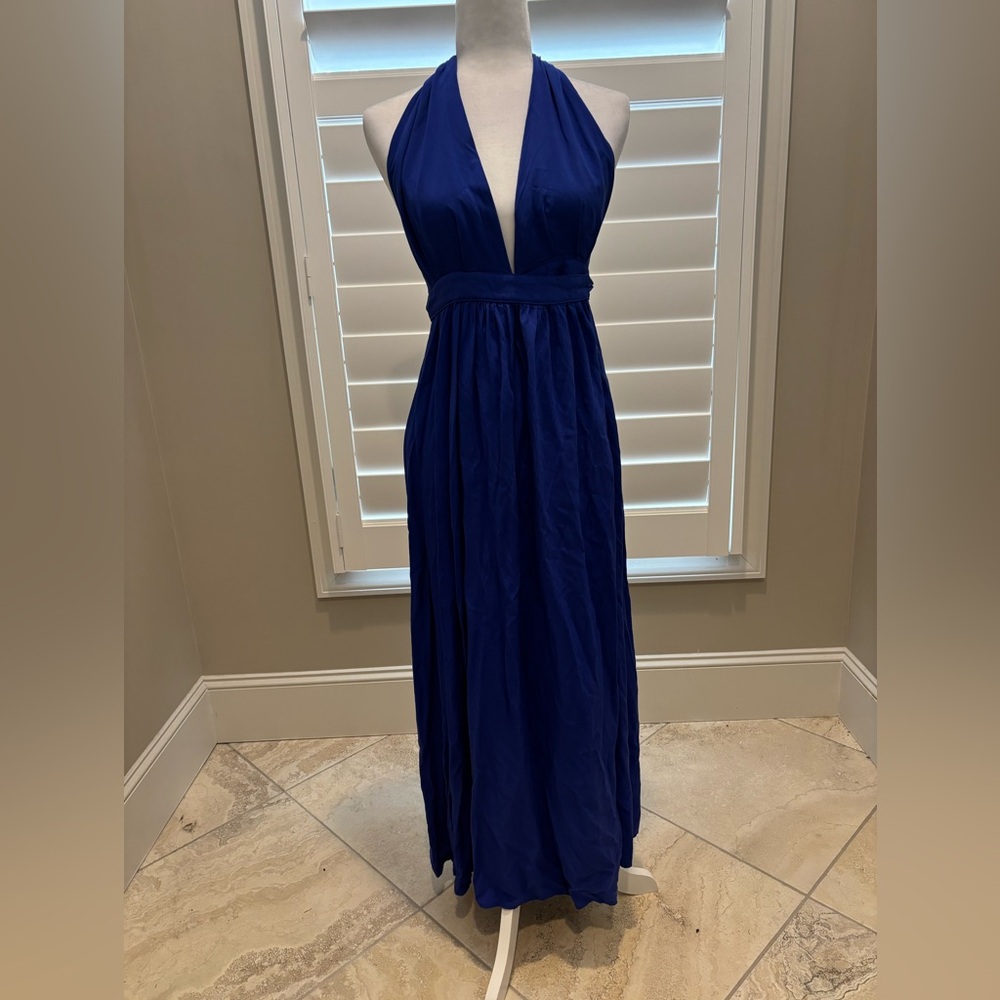 Backless Halter Maxi Dress in Royal Blue